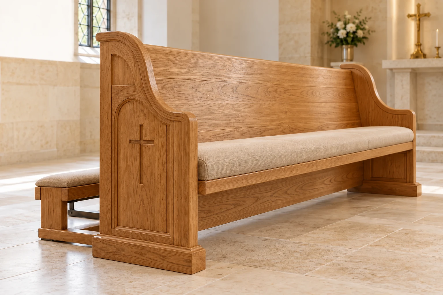 Wooden church pew